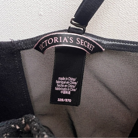 Victoria’s Secret black grommet lace boned bustier  32 B push up lk new top s - Picture 5 of 6